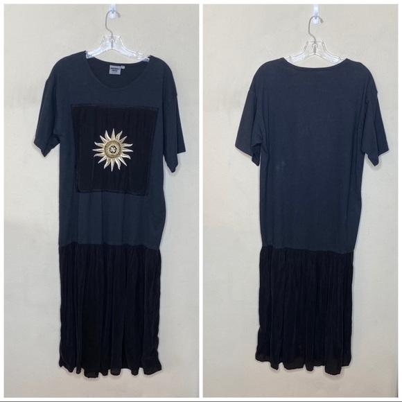 Johnny Was Vintage Black T Shirt Dress Sun - Picture 1 of 4